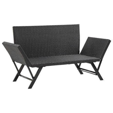 Tuinbank met kussens 176 cm poly rattan zwart 8719883729299 6