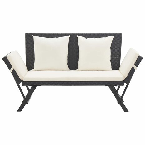 Tuinbankje met kussens 176 cm poly rattan zwart 8720286699270 2