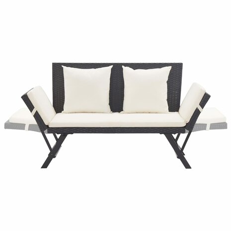 Tuinbankje met kussens 176 cm poly rattan zwart 8720286699270 5