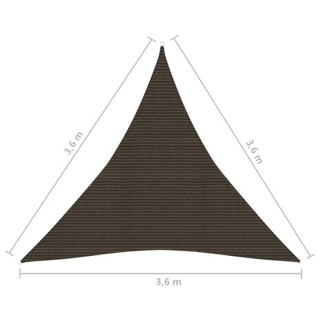 Zonnezeil 160 g/m² 3,6x3,6x3,6 m HDPE bruin 8720286103661 6