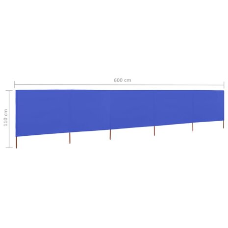 Windscherm 5-panelen 600x80 cm stof azuurblauw 8719883744865 6