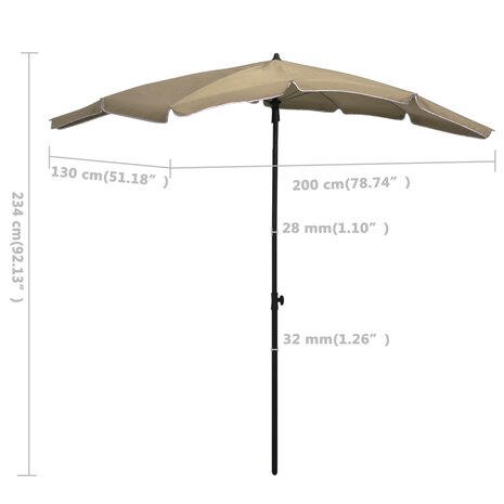 Parasol met paal 200x130 cm taupe 8720286205136 6