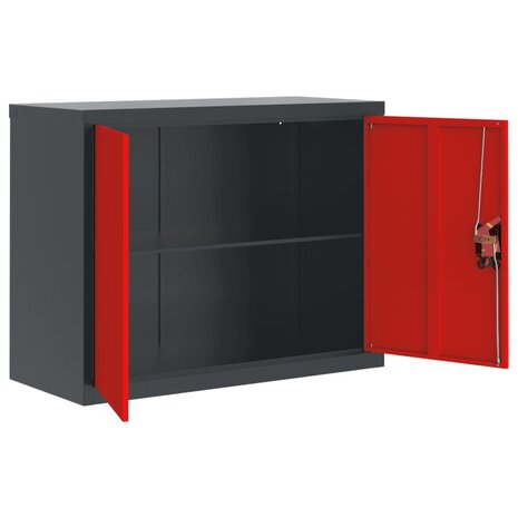 Archiefkast 90x40x70 cm staal antracietkleurig en rood 8720845889470 4