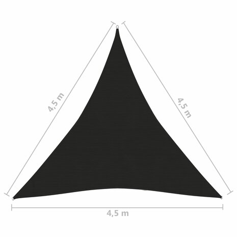 Zonnezeil 160 g/m² 4,5x4,5x4,5 m HDPE zwart 8720286103180 6