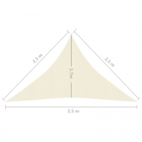 Zonnezeil 160 g/m² 2,5x2,5x3,5 m HDPE crèmekleurig 8720286097595 6