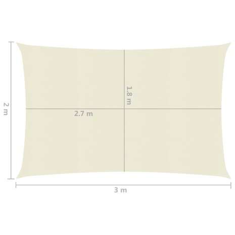 Zonnezeil 160 g/m² 2x3 m HDPE crèmekleurig 8720286097359 6