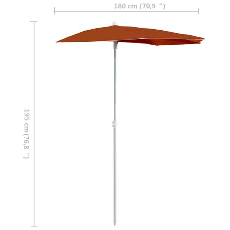 Parasol half met paal 180x90 cm terracottakleurig 8720286205235 8