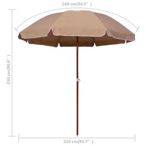 Parasol met stalen paal 240 cm taupe 8719883758817 5