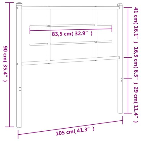 Hoofdbord 100 cm metaal wit 8721012304383 6