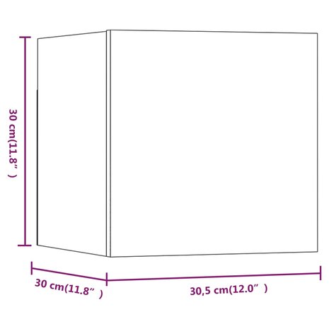 Tv-wandmeubel 30,5x30x30 cm bruin eikenkleur 8720286932063 12