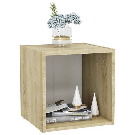 Tv-meubel 37x35x37 cm bewerkt hout wit en sonoma eikenkleurig 8720286354216 5