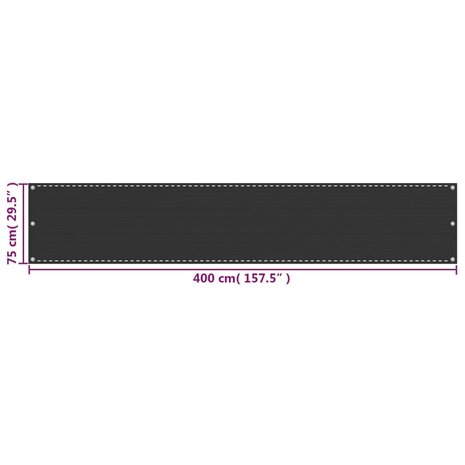 Balkonscherm HDPE 75x400 cm antraciet 8718475975625 5