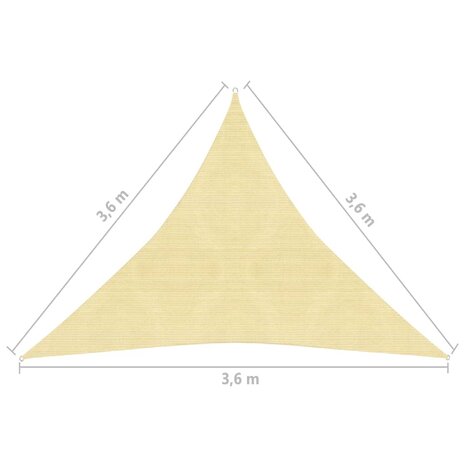 Zonnescherm HDPE driehoekig 3,6x3,6x3,6 m beige 8718475975359 6