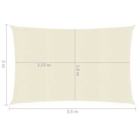 Zonnezeil 160 g/m² 2x3,5 m HDPE crèmekleurig 8720286097366 6