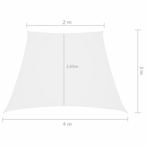 Zonnezeil trapezium 2/4x3 m oxford stof wit 8720286120972 6