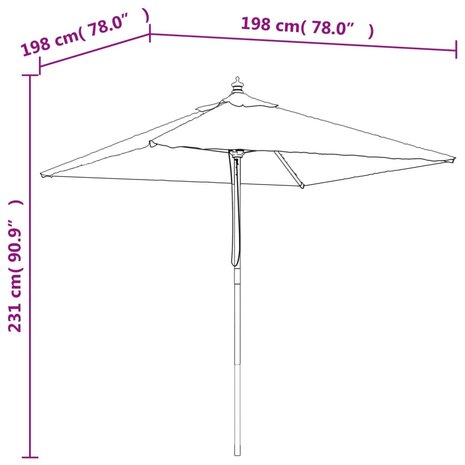 Parasol met houten paal 198x198x231 cm antracietkleurig 8720845760694 7