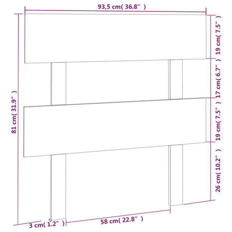 Hoofdbord 93,5x3x81 cm massief grenenhout wit 8720287009320 6