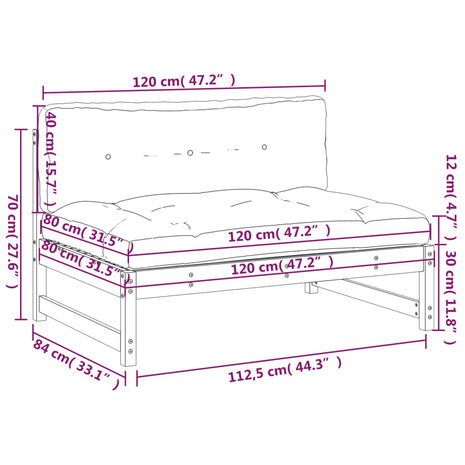 Middenbank 120x80 cm massief grenenhout zwart 8720845803094 9