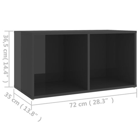 Tv-meubel 72x35x36,5 cm bewerkt hout hoogglans grijs 8720286354414 9