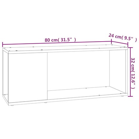 Tv-meubel 80x24x32 cm bewerkt hout wit 8720286650639 7