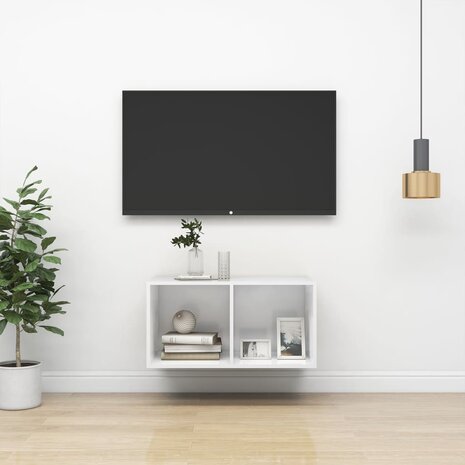 Tv-wandmeubel 37x37x72 cm bewerkt hout hoogglans wit 8720286353851 1