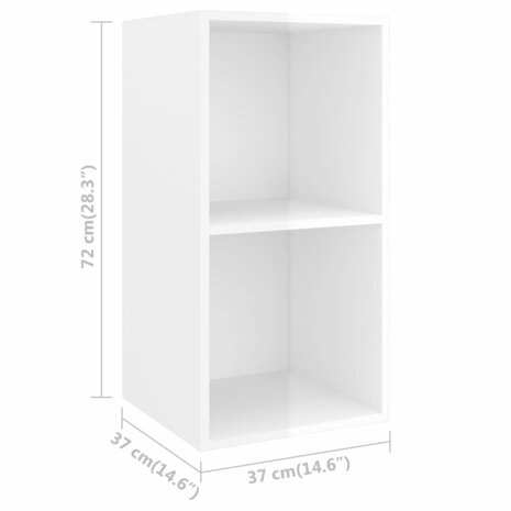 Tv-wandmeubel 37x37x72 cm bewerkt hout hoogglans wit 8720286353851 9