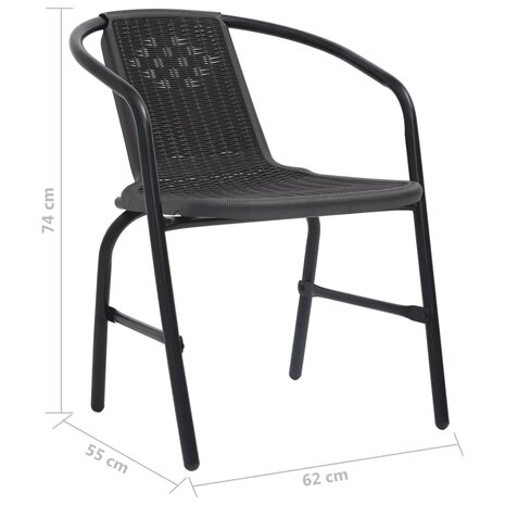 Tuinstoelen 2 st 110 kg kunststof rattan en staal 8720286114179 8