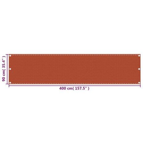 Balkonscherm 90x400 cm HDPE oranje 8720286095843 5