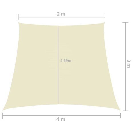 Zonnezeil trapezium 2/4x3 m oxford stof crèmekleurig 8720286120422 6