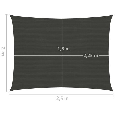 Zonnezeil 160 g/m² 2x2,5 m HDPE antracietkleurig 8720286096246 6