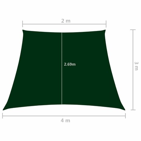 Zonnezeil trapezium 2/4x3 m oxford stof donkergroen 8720286122624 6