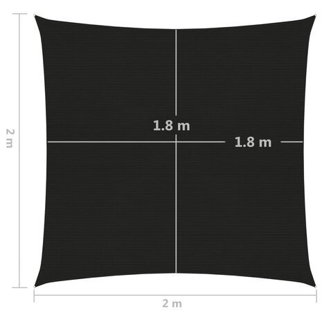 Zonnezeil 160 g/m² 2x2 m HDPE zwart 8720286102756 6