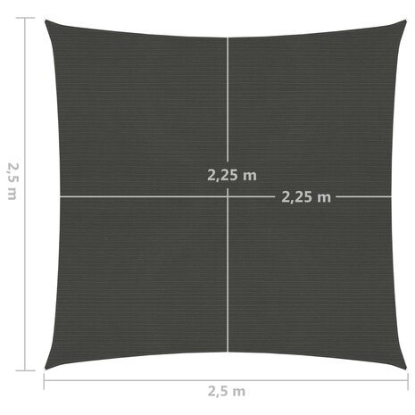 Zonnezeil 160 g/m² 2,5x2,5 m HDPE antracietkleurig 8720286096161 6