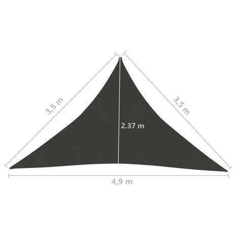 Zonnezeil 160 g/m² 3,5x3,5x4,9 m HDPE antracietkleurig 8720286096550 6