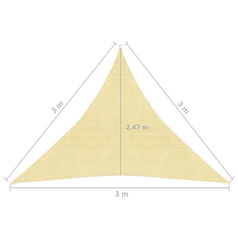 Zonnezeil 160 g/m² 3x3x3 m HDPE beige 8720286097052 6