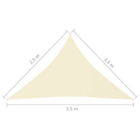 Zonnescherm driehoekig 2,5x2,5x3,5 m oxford stof crèmekleurig 8720286120255 6