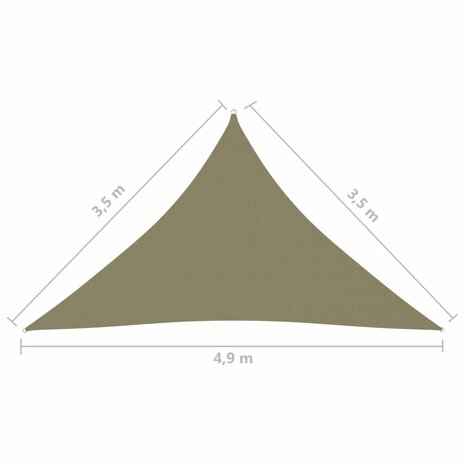 Zonnescherm driehoekig 3,5x3,5x4,9 m oxford stof beige 8720286119761 6