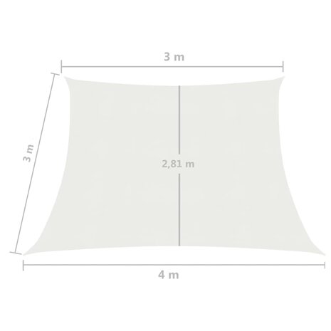 Zonnezeil 160 g/m² 3/4x3 m HDPE wit 8720286098325 6