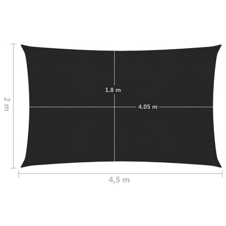 Zonnezeil 160 g/m² 2x4,5 m HDPE zwart 8720286102886 6