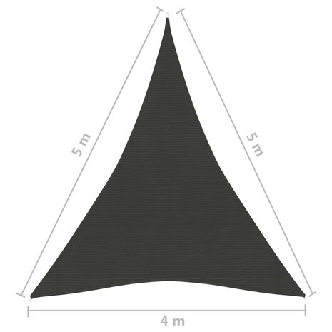 Zonnezeil 160 g/m² 4x5x5 m HDPE antracietkleurig 8720286096598 6