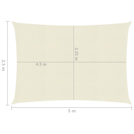 Zonnezeil 160 g/m² 2,5x5 m HDPE crèmekleurig 8720286097441 6