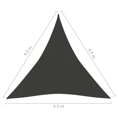 Zonnezeil 160 g/m² 4,5x4,5x4,5 m HDPE antracietkleurig 8720286096581 6