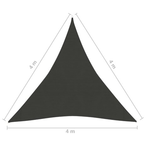 Zonnezeil 160 g/m² 4x4x4 m HDPE antracietkleurig 8720286096567 6