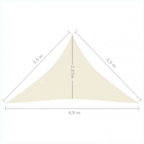 Zonnezeil 160 g/m² 3,5x3,5x4,9 m HDPE crèmekleurig 8720286097656 6