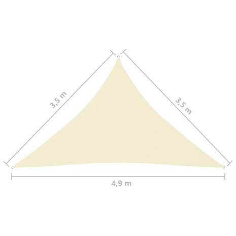 Zonnescherm driehoekig 3,5x3,5x4,9 m oxford stof crèmekleurig 8720286120316 6