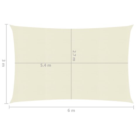 Zonnezeil 160 g/m² 3x6 m HDPE crèmekleurig 8720286097489 6