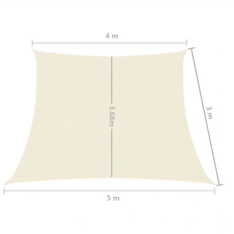 Zonnezeil 160 g/m² 4/5x3 m HDPE crèmekleurig 8720286097786 6