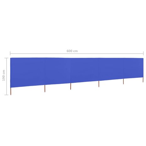 Windscherm 5-panelen 600x160 cm stof azuurblauw 8719883744988 6