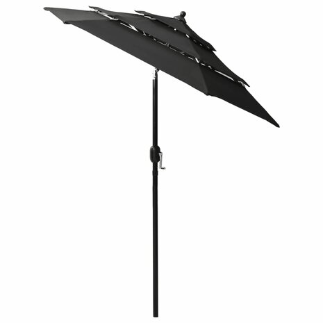 Parasol 3-laags met aluminium paal 2 m zwart 8720286165409 3