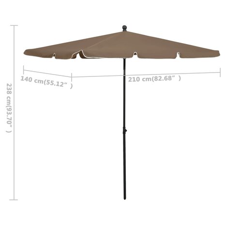 Parasol met paal 210x140 cm taupe 8720286205051 6